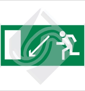 Направление к эвакуационному выходу налево вниз