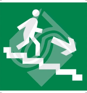 Направление к эвакуационному выходу по лестнице вниз (левосторонний)