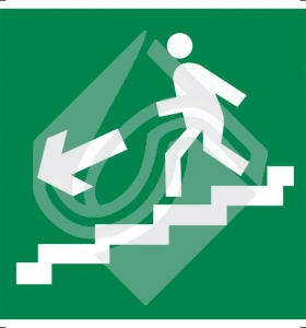 Направление к эвакуационному выходу по лестнице вниз (правосторонний)