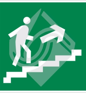 Направление к эвакуационному выходу по лестнице вверх (левосторонний)